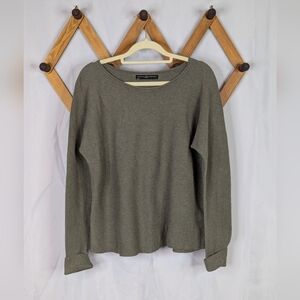 Peruvian Connection Wide Neck Pima Cotton Olive Green Waffle Knit Sweater